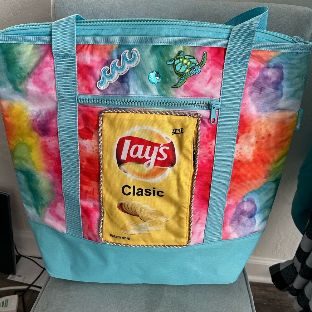 Insulated Sea Turtle & Ocean Wave Beach Bag Cooler